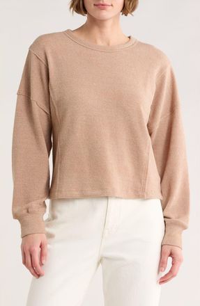 Lush Textured Knit Long Sleeve Shirt in Warm Taupe at Nordstrom Rack, Size X-Small