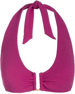 Change of Scenery Shana U-Bar Halter Bikini Top in Plum Texture at Nordstrom, Size X-Small