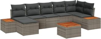 vidaXL Garden Sofa Set with Cushion 8 pcs Grey Poly Rattan vidaXL