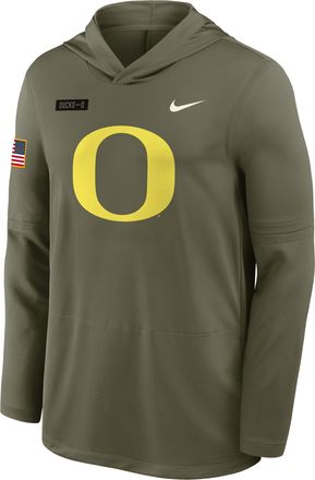 Nike Oregon 2025 Military Appreciation Nike Mens Dri-FIT College Long-Sleeve Hooded Top in Green | 03B92DHUON-GQY