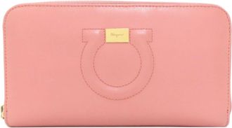 Ferragamo Pink Leather Long Wallet (Bi-Fold) (Pre-Owned)