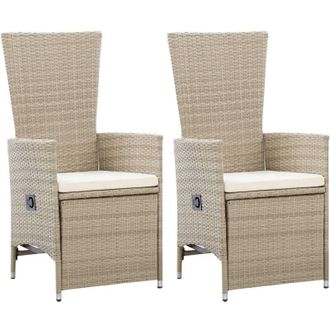 vidaXL Vidaxl - Sedie da Giardino Reclinabili 2 pz con Cuscini Polyrattan Beige