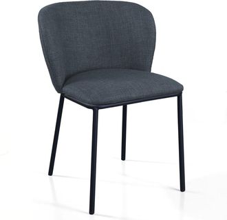 Oresteluchetta Set 4 sillas de tejido gris, patas negras 76x56x60 cm