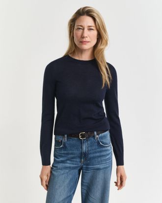GANT Women Extra Fine Merino Wool Crew Neck Sweater (XXXL) EVENING BLUE