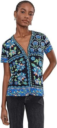 Johnny Was The Janie Favorite Button Neck Tee- Delmira Womens Clothing Delmira : 2XL, Rayon/Spandex