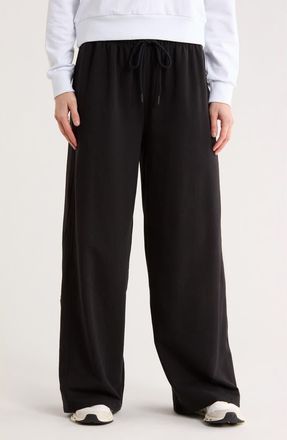 Zella Relay French Terry Ultra Wide Leg Pants in Black at Nordstrom Rack, Size X-Large