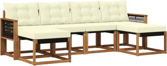 vidaXL Conjunto De Sof&aacute;s De Exterior 6 Uds. Natural Y Crema Vidaxl