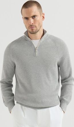 Brunello Cucinelli English Rib knit sweater in Light Grey at Nordstrom, Size 48 It