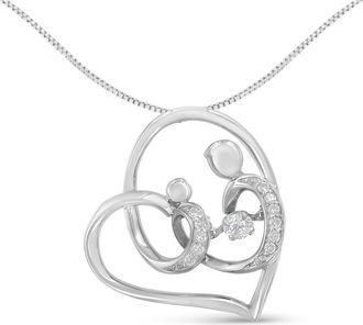 House of Brilliance 925 Sterling Silver 1/6 cttw Diamond Heart Pendant Necklace in White at Nordstrom