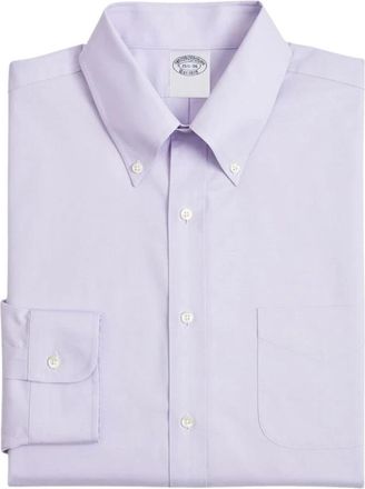 Brooks Brothers Regular Fit Non-Iron Oxford overhemd met button-down kraag - Heren - Zakelijke Overhemden - Paars - XS - Katoen - Overhemden