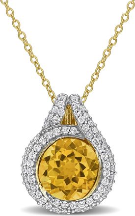 Mimi & Max 4ct TGW Green Prasiolite and White Topaz Halo Pendant with Chain Sterling Silver-17 in