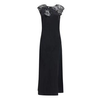 Ferragamo Vestido de seda con detalle de encaje - Dresses - Mujer - Negro - S