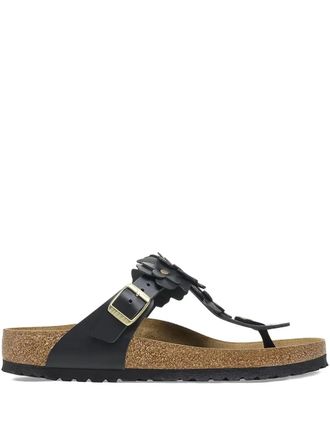 Birkenstock Gizeh Flowers sandalen met neusdetail - Zwart