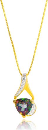 MAX + STONE 14k Yellow Gold Plated 8mm Cushion Cut Birthstone Solitaire Pendant Necklace