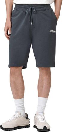 AllSaints Emblem Relaxed Fit Cotton Sweat Shorts in Washed Black at Nordstrom, Size Xx-Large