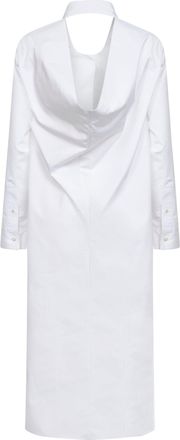 Balenciaga Womens Shirt Dress Draped Back White Poplin Cotton