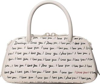 Kate Spade New York Grace I Love You Script Embossed Leather Mini Bag Wallet Womens Handbags Cream