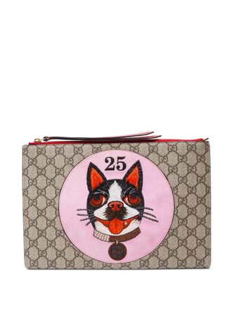 Gucci 2016-2023 GG Supreme Bosco clutch bag - women - PVC - One Size - Neutrals