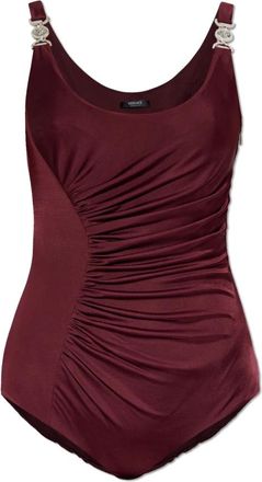 Versace Bodysuit met decoratieve draperie - Dames - Bodies - Rood - XS - Satijn - Tops