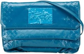 Bottega Veneta Pre-owned Clutches, female, Blue, Size: ONE SIZE Pre-owned Intrecciato Shoulder Bag