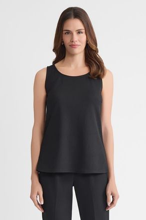 Ming Wang Stretch Deco Crepe Scoop Neck Tank in Black at Nordstrom, Size X-Large P