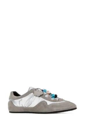 Cecilie Bahnsen Womens Grey Fabric And Suede Blaise Sneakers Lightgreysilver