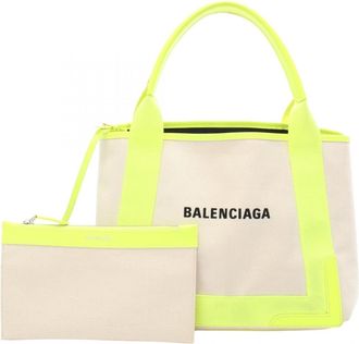 Balenciaga Ivory Yellow Canvas Leather Tote Bag (Pre-Owned)