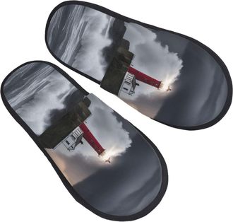 Generic Lighthouse In Storm Men Women Slippers Slip On Shoes Warm House Shoes For Bedroom Winter Outdoor L