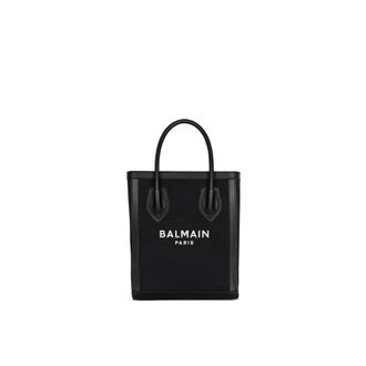 Balmain leren bijgesneden canvas draagtas