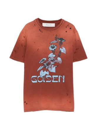 Golden Goose Journey Ws T-shirt Regular Dyed Gauze Jersey Vintage Treatment With Print