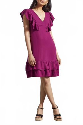 Tribal Gauze Dress In Plum