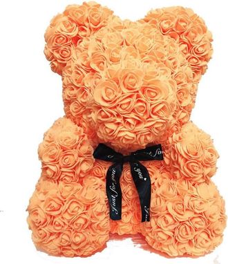 Trade Shop Trade Shop - Oso De Peluche Rose Oso Con Flores Artificiales Desde 25 Cm De San Valent&iacute;n - Orange