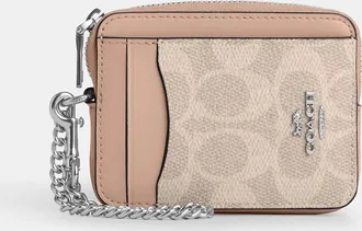 Coach Zip Card Case In Signature Canvas