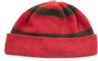 Portolano Stripe Cuff Beanie in Strawberry/Dark Khaki at Nordstrom Rack