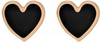 Allurez Enamel Heart Stud Earrings 14K Rose Gold