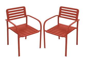 Vente-Unique Poltrona da giardino impilabili in metallo - Terracotta - Lotto di 2 - NILY di MYLIA