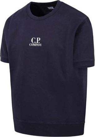 C.P. Company Short Sleeve Stretch Fleece Sweatshirt - Heren - T-shirts - Blauw - S - Katoen - Tops