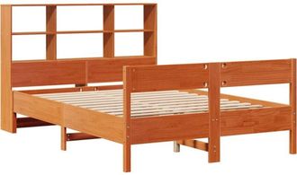 vidaXL Bookcase Bed without Mattress Wax Brown 140x200cm Solid Wood Pine vidaXL