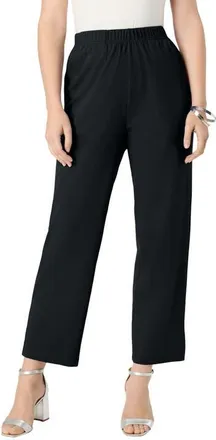 Roaman's Soft Knit Straight Leg Capri Pant in Black at Nordstrom, Size Medium