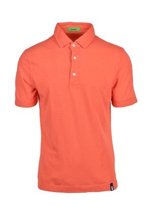 Drumohr Orange Knitted Cotton Polo