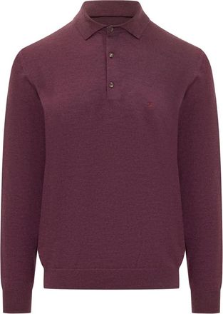 Etro Gebreide Polo met Lange Mouwen - Heren - Polos - Rood - L - Wol - Tops