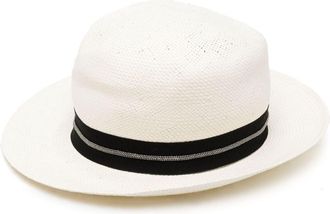Fabiana Filippi interwoven fedora hat - women - Other fibres/Cotton/Eco Brass/Acetate - S - Neutrals