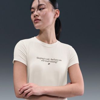 Nike Womens Nike Sportswear Chill Knit Slim T-Shirt in Brown | IM9275-110