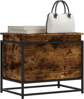 vidaXL Caja De Almacenaje Con Tapa Madera Roble Ahumado 60x40x51,5 Cm Vidaxl