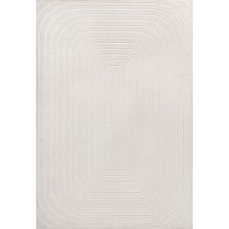 Jonathan Y Designs Freya Modern Scandinavian Arch Stripe Monotone High-Low Area Rug in Ivory at Nordstrom, Size 2Ft 0In X 8Ft 0In