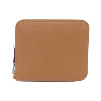 Herm&egrave;s Gold Etoupe Gray Leather Silk Wallet (Bi-Fold) (Pre-Owned)
