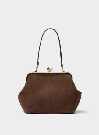 Coach Womens Chocolate suede Kisslock bag
