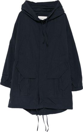Dries Van Noten Blue Hooded Drawstring Flap Pocket Jacket