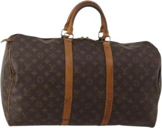 Louis Vuitton Pre-owned Boston Bag - Dames - Vintage Weekendtas - Bruin - ONE Size - Leer - Vintage