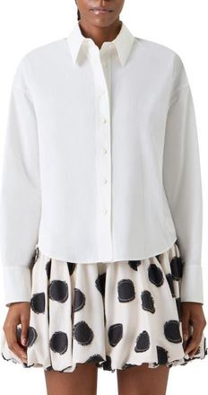 Akris Crop Cotton Poplin Button-Up Shirt in Cream at Nordstrom, Size 10